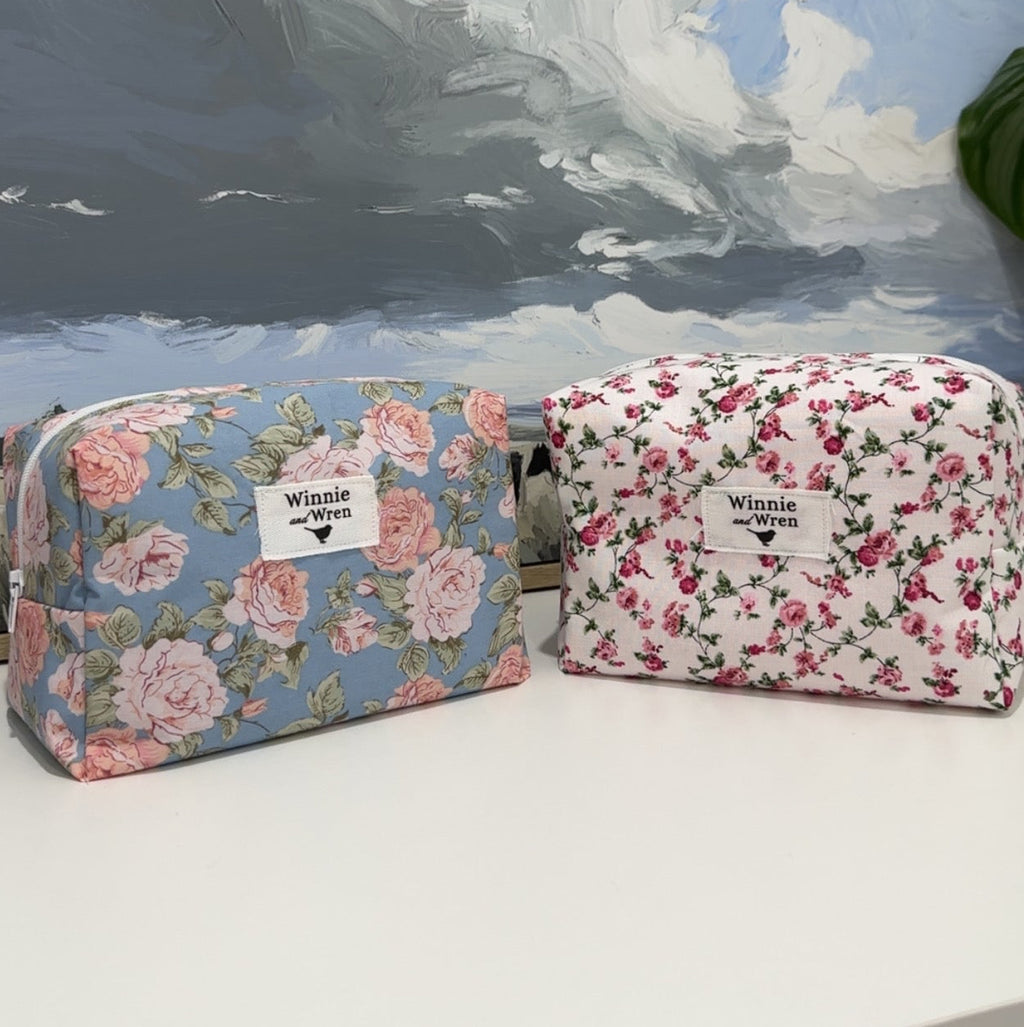 Small Cosmetic Bag - Pink Roses