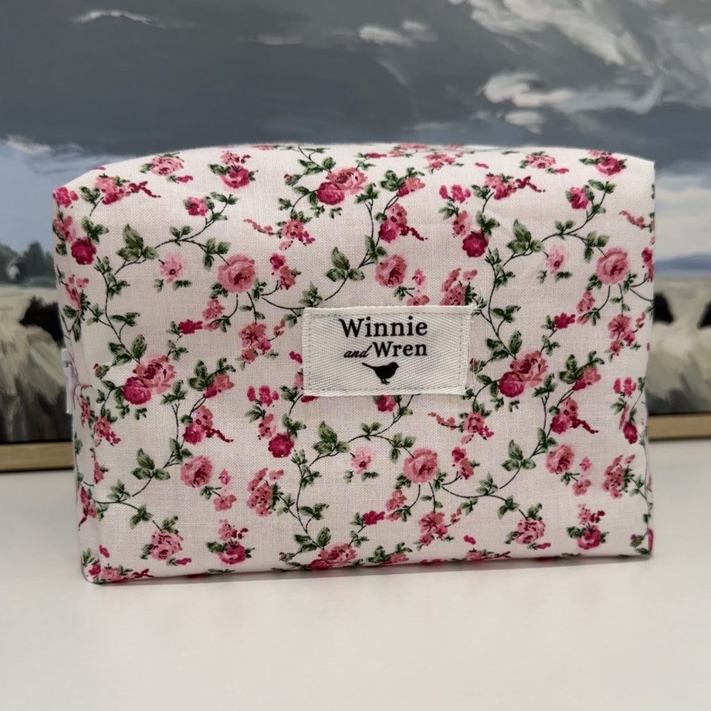 Small Cosmetic Bag - Pink Roses