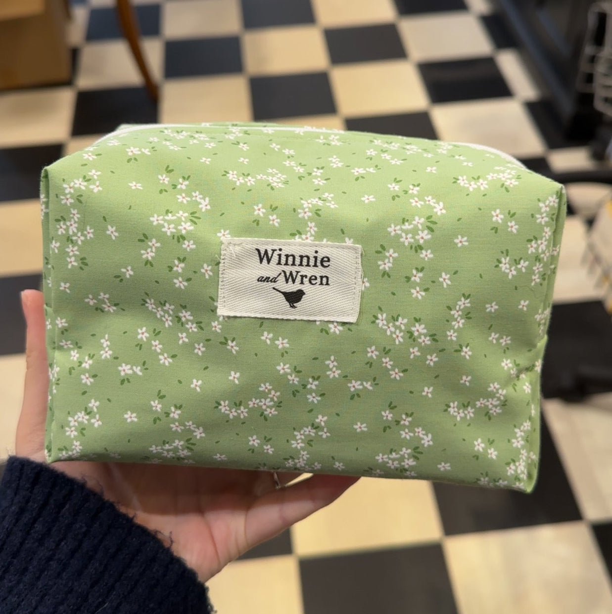 Small Cosmetic Bag - Green Daisy